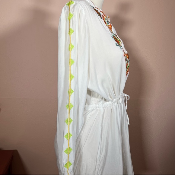 Shoshanna swim wear Bohemian embroidered Tie Waist mini Dress Cover up White 🎁 - Picture 8 of 16